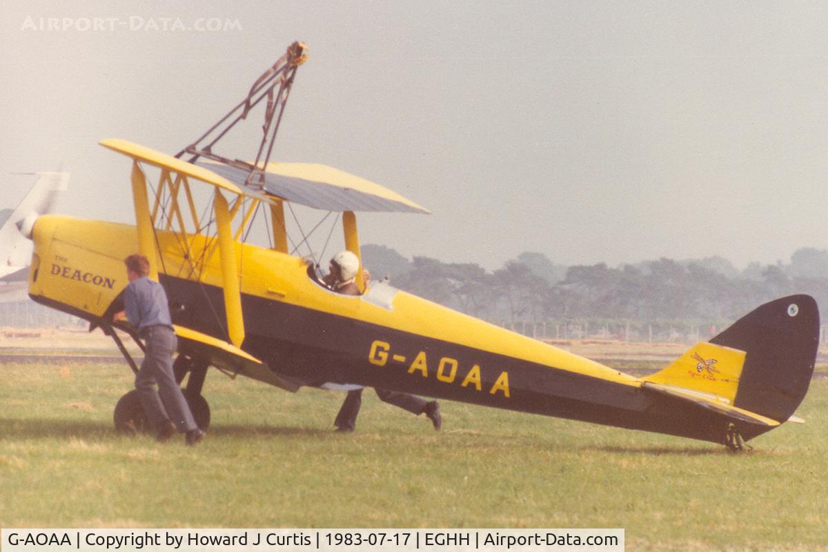 G-AOAA, 1942 De Havilland DH-82A Tiger Moth II C/N 85908, Named 'The Deacon'.