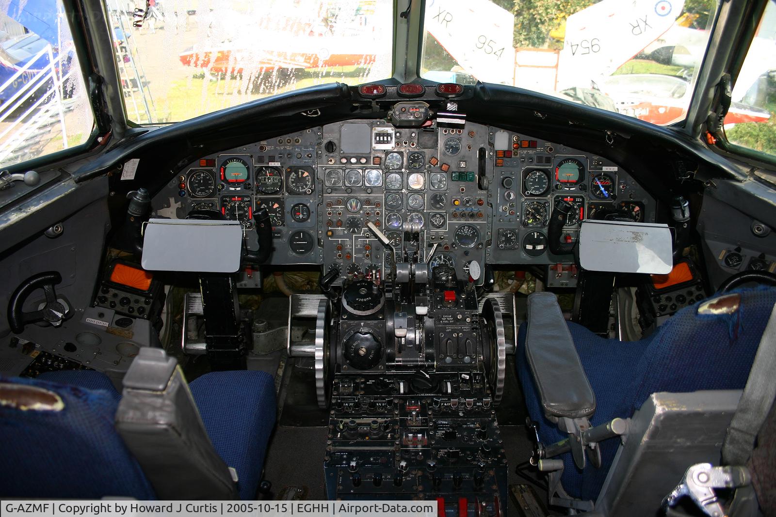 G-AZMF, 1972 BAC 111-530FX One-Eleven C/N BAC.240, View inside the cockpit. At this time the aircraft was in the care of the Bournemouth Aviation Museum.