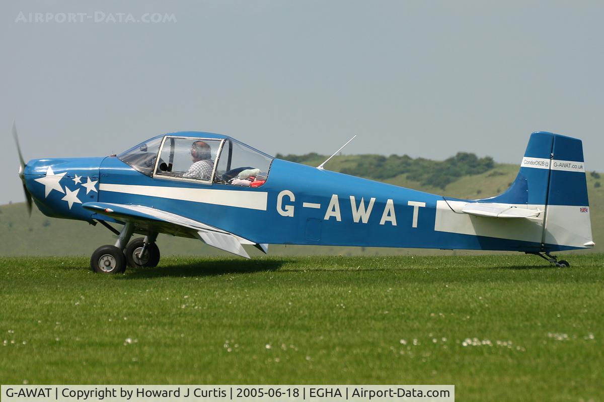 G-AWAT, 1968 Rollason Druine D-62B Condor C/N RAE/627, Privately owned. A resident here.
