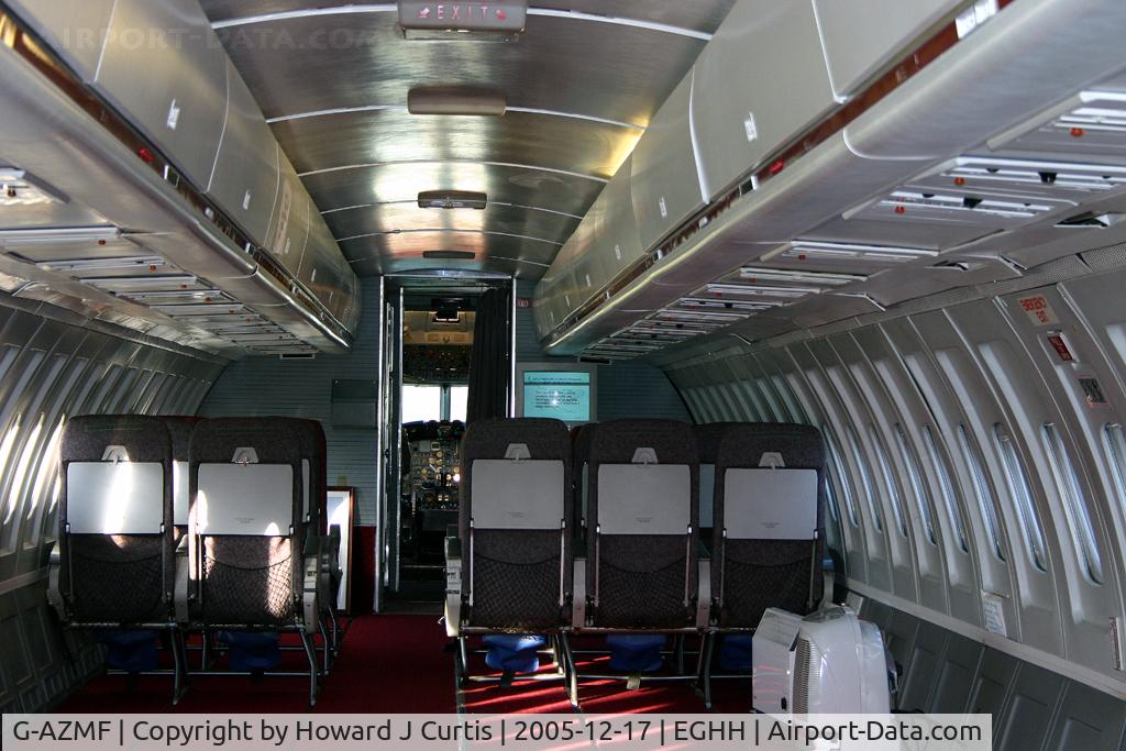 G-AZMF, 1972 BAC 111-530FX One-Eleven C/N BAC.240, A view inside the cabin of this aircraft, which was in the care of the Bournemouth Aviation Museum at the time.