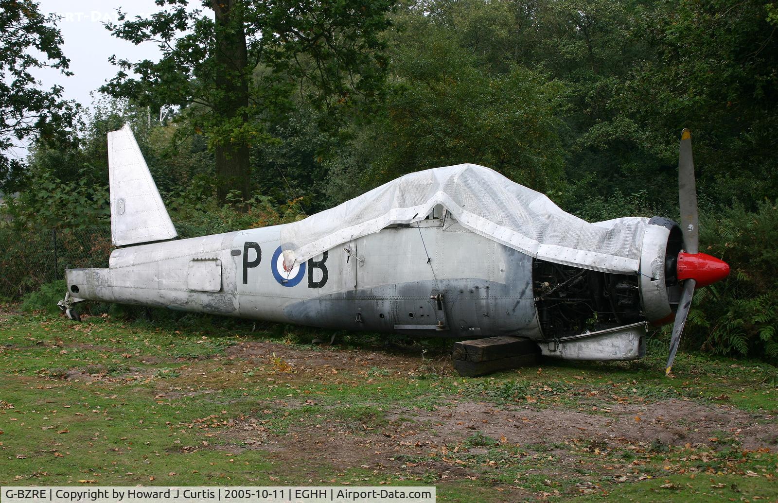 G-BZRE, 1953 Percival P-56 Provost T.1 C/N PAC/F/234, Painted as WW421/P-B. Shortly after its arrival for the Bournemouth Aviation Museum.