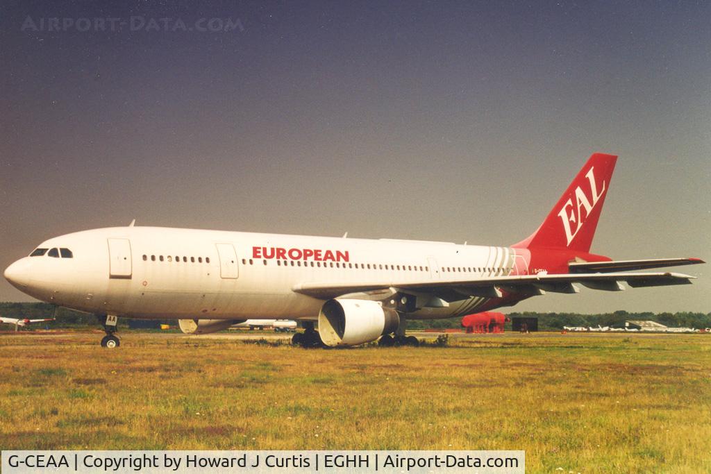 G-CEAA, 1978 Airbus A300B2-1C C/N 062, Acquired by European Aviation (along with G-CEAB), painted in its colours but never entered service. bScrapped in June 2003. 2001 photo.