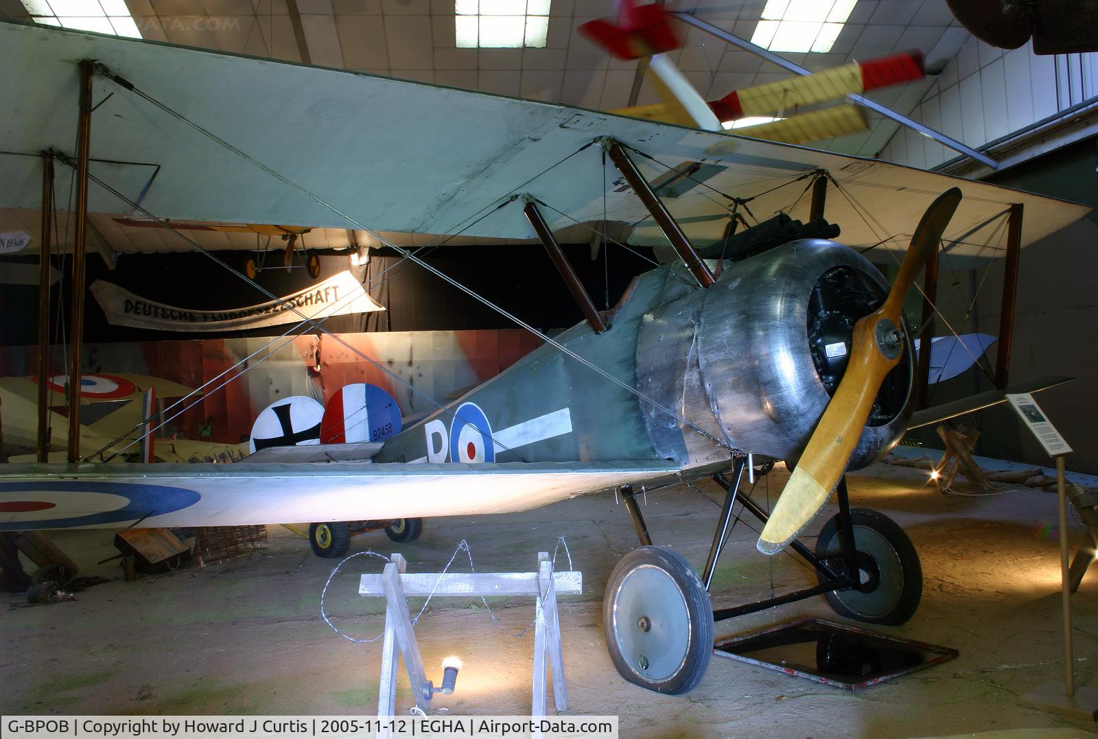 G-BPOB, 1974 Sopwith F.1 Camel Replica C/N TM-10, In the short-lived museum here.  Painted as B2458/B.