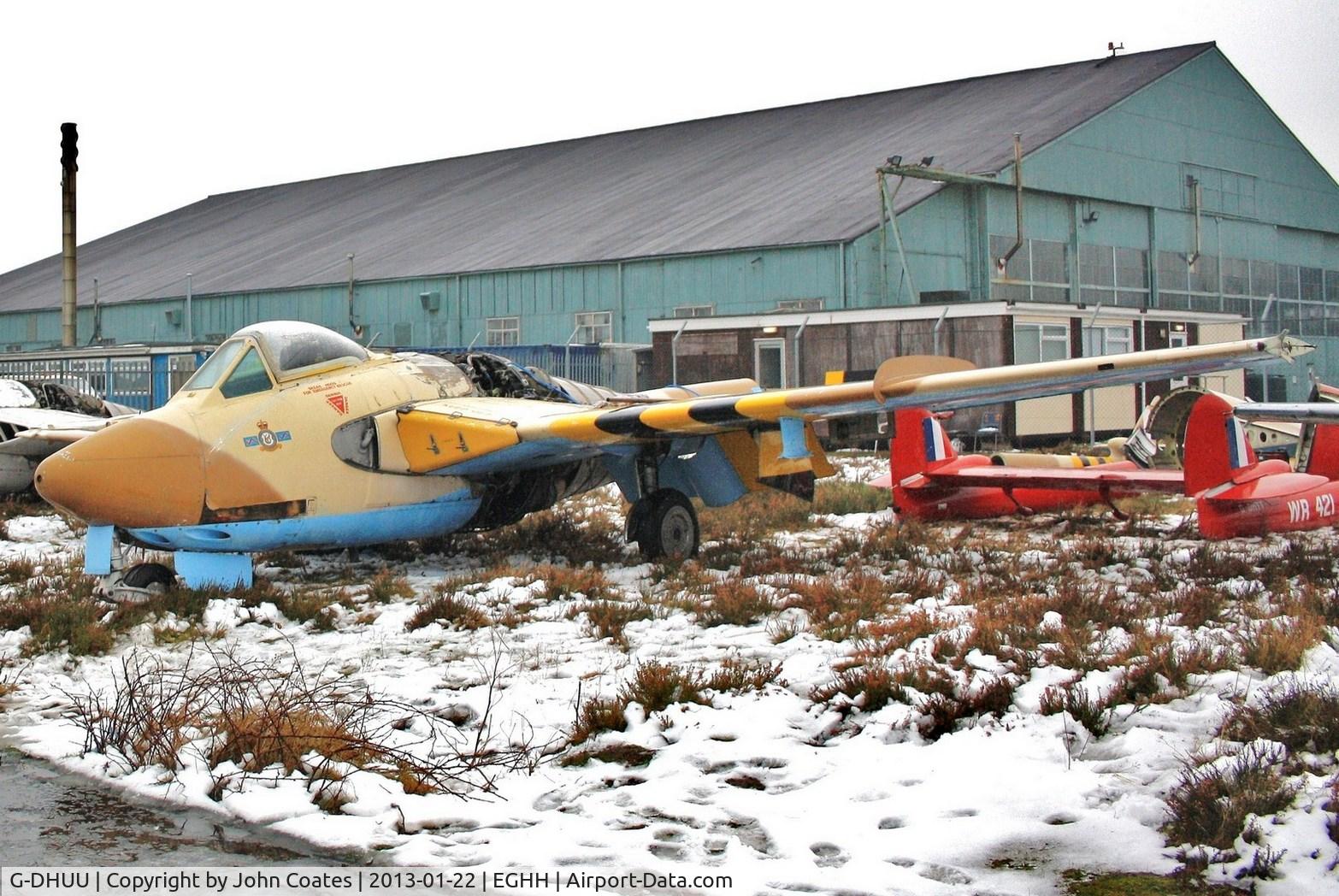 G-DHUU, 1954 De Havilland (F+W Emmen) DH-112 Venom FB.50 C/N 749, WR410 being dismantled for removal
