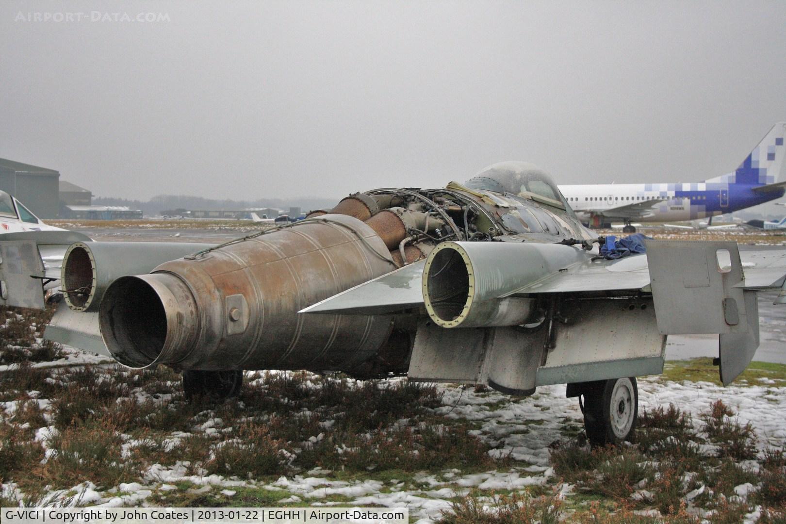 G-VICI, 1955 De Havilland (F+W Emmen) DH-112 Venom FB.50 C/N 783, J-1573 being dismantled