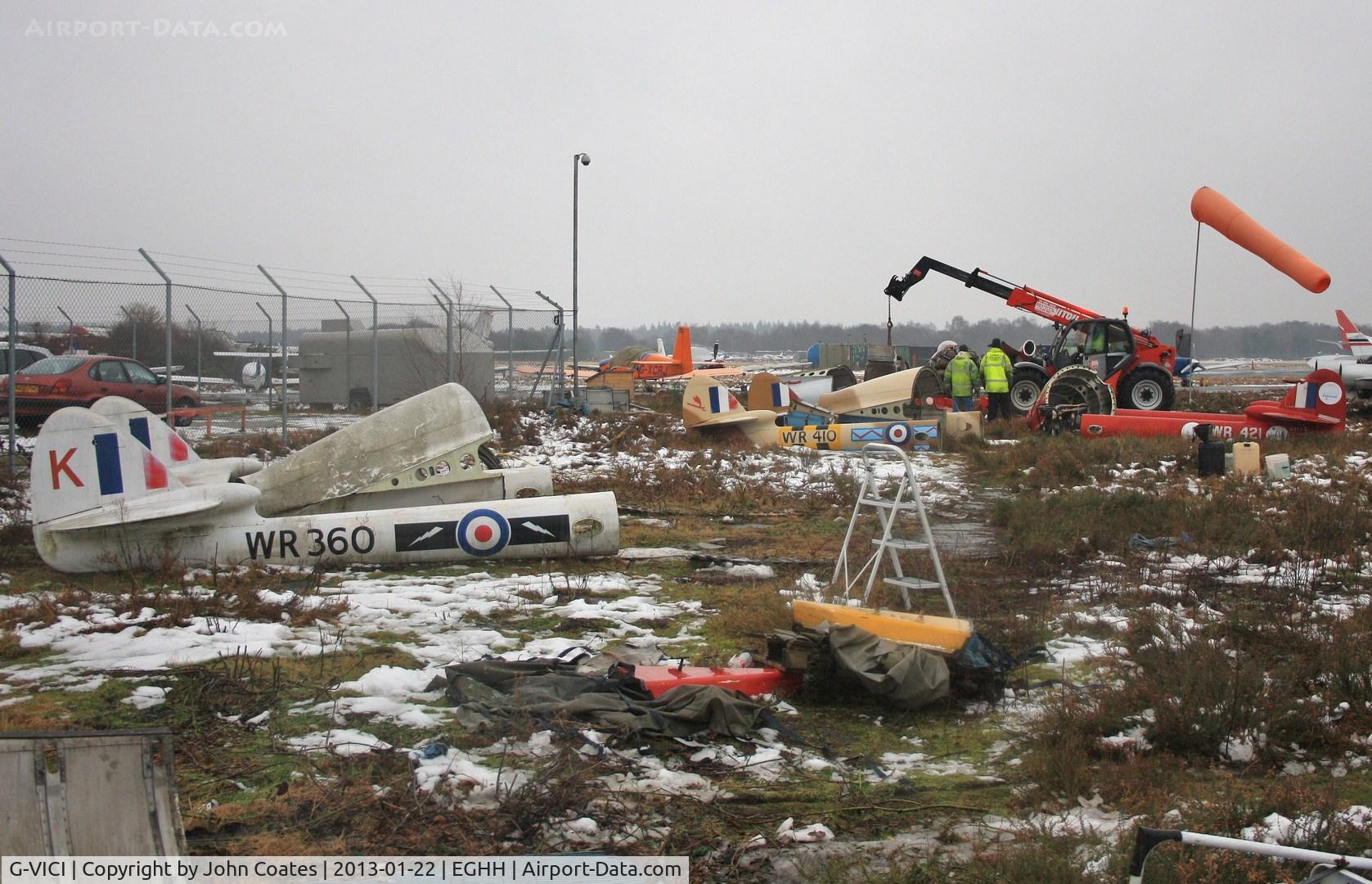 G-VICI, 1955 De Havilland (F+W Emmen) DH-112 Venom FB.50 C/N 783, Being dismantled with 4 others