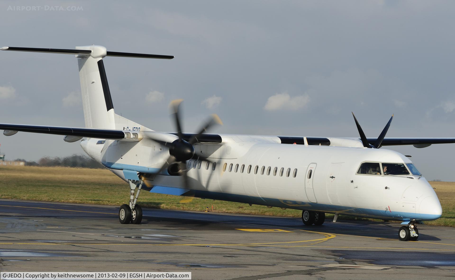 G-JEDO, 2003 De Havilland Canada DHC-8-402Q Dash 8 C/N 4079, Arriving for spray job !