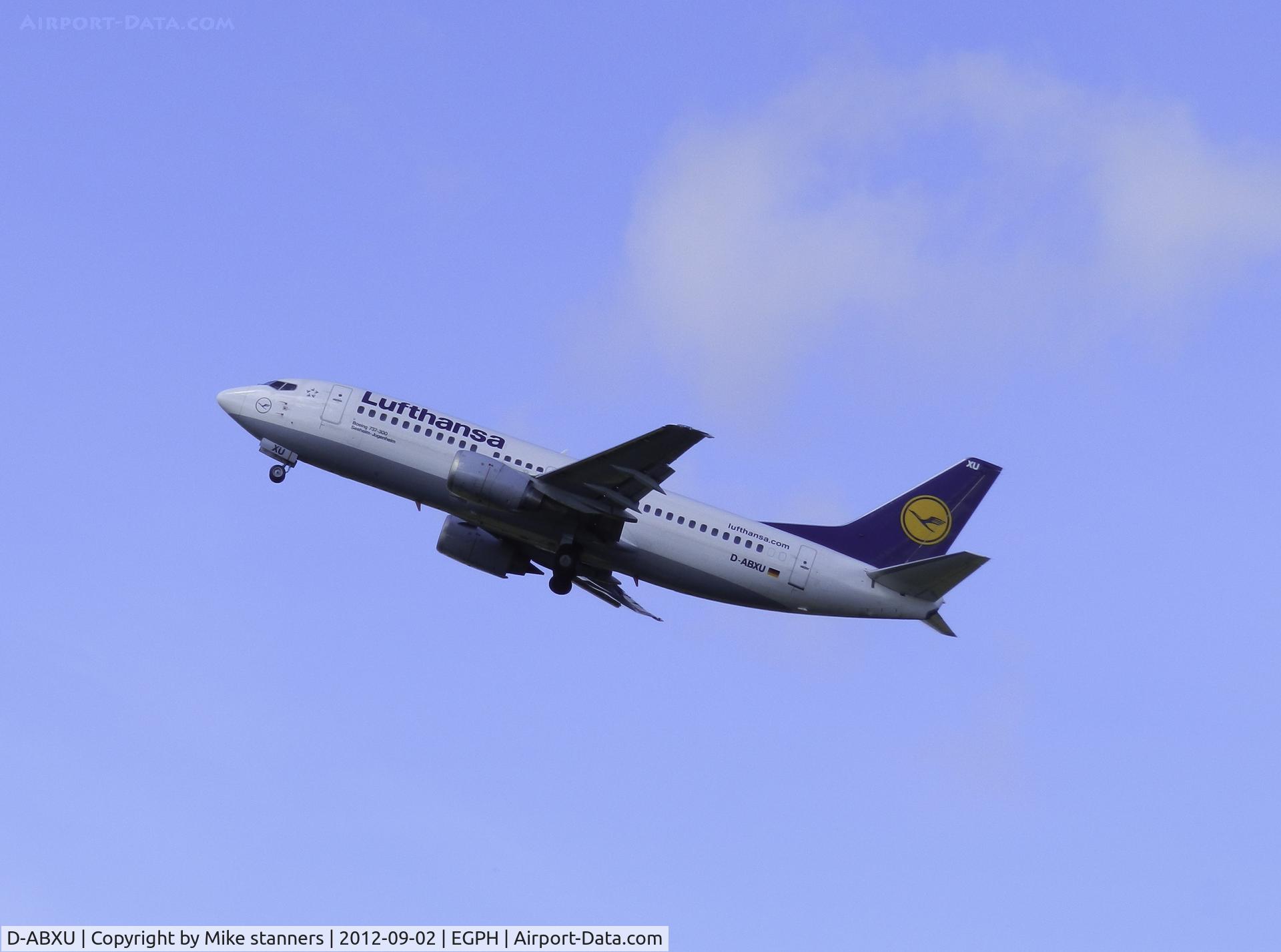 D-ABXU, 1989 Boeing 737-330 C/N 24282, Lufthansa B737-300 departs runway 24 bound for FRA On flight DLH5AE