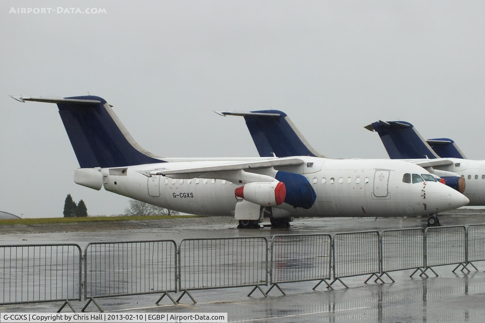 G-CGXS, 1995 British Aerospace Avro 146-RJ85 C/N E.2269, ex Lufthansa CityLine D-AVRF in storage at Kemble