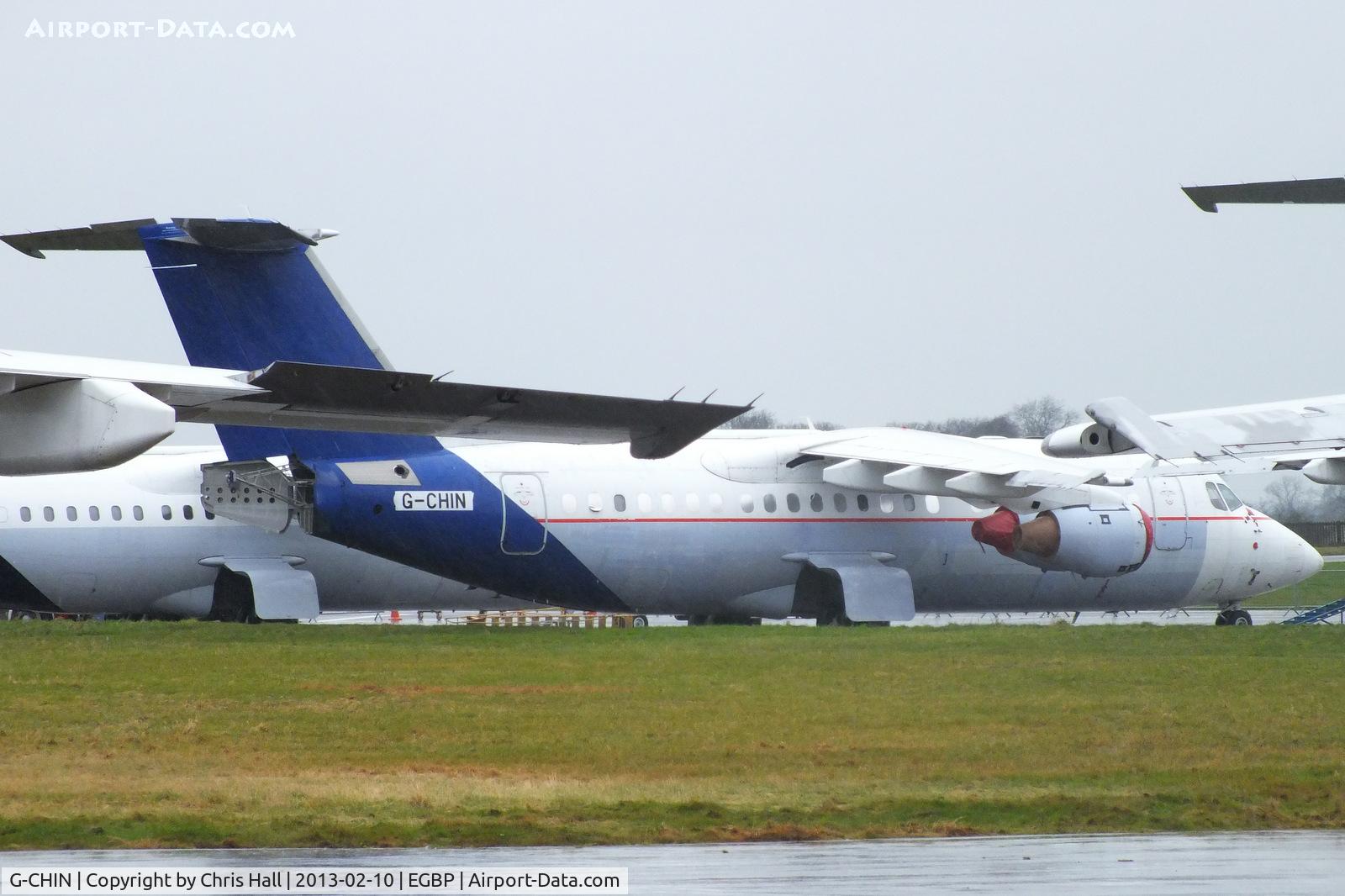 G-CHIN, 1996 British Aerospace Avro 146-RJ85 C/N E.2296, ex OO-DJW Brussels Airlines in storage at Kemble