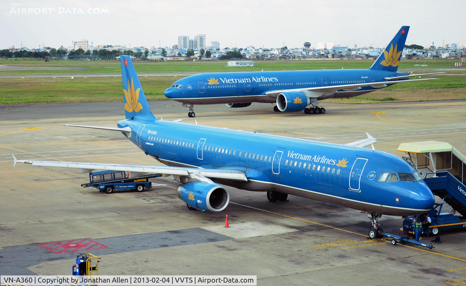 VN-A360, 2009 Airbus A321-231 C/N 3862, At HCMC airport with Boeing 777 VN-A151 in the background.