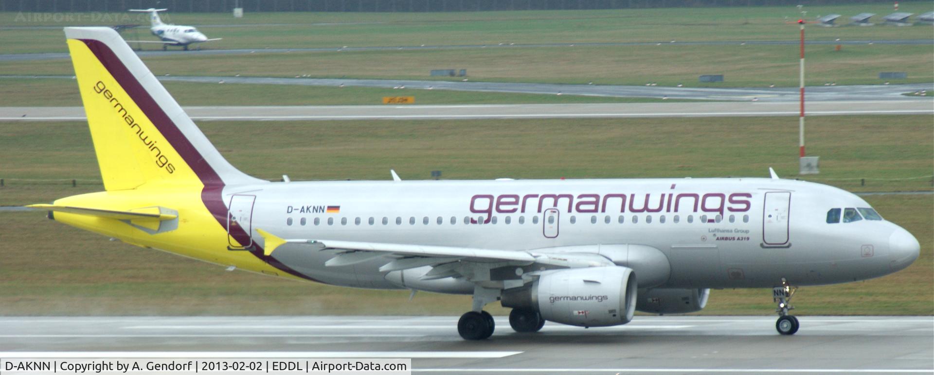 D-AKNN, 1999 Airbus A319-112 C/N 1136, Germanwings, is speeding up on Runway 05R at Düsseldorf Int´l (EDDL)