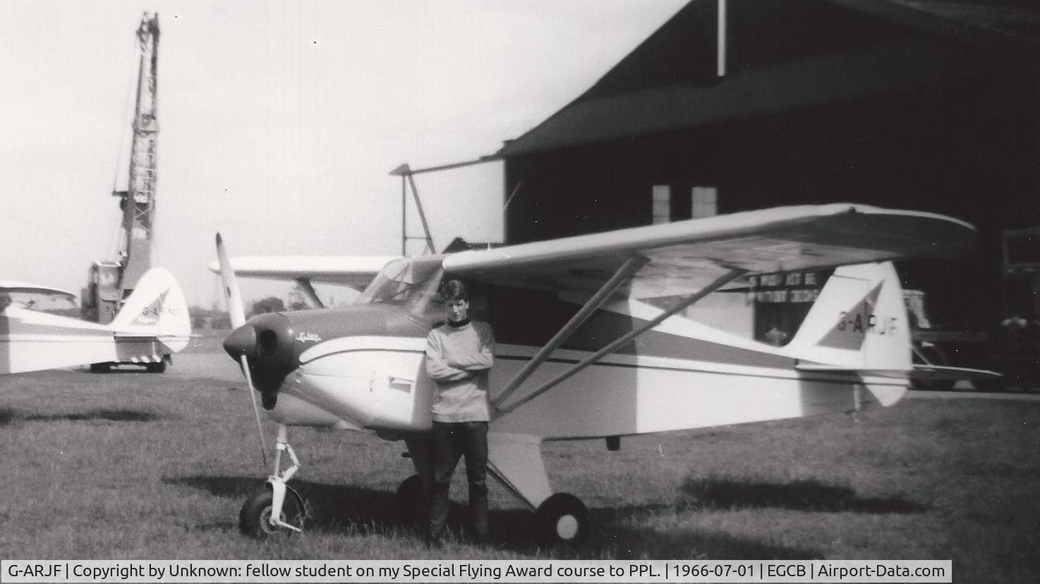 G-ARJF, 1961 Piper PA-22-108 Colt Colt C/N 22-8199, This was the first aircraft I ever flew, and on it I flew 'first solo' after 6.40hr dual instruction.   The photo was taken at Barton Aerodrome, Manchester's original airport.