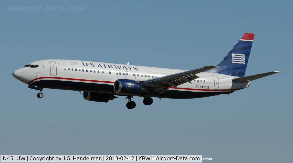 N451UW, 1990 Boeing 737-4B7 C/N 24934, On final to 33L
