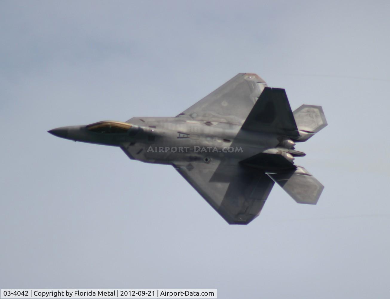 03-4042, 2003 Lockheed Martin F/A-22A Raptor C/N 4042, F-22 high speed pass Cocoa Beach