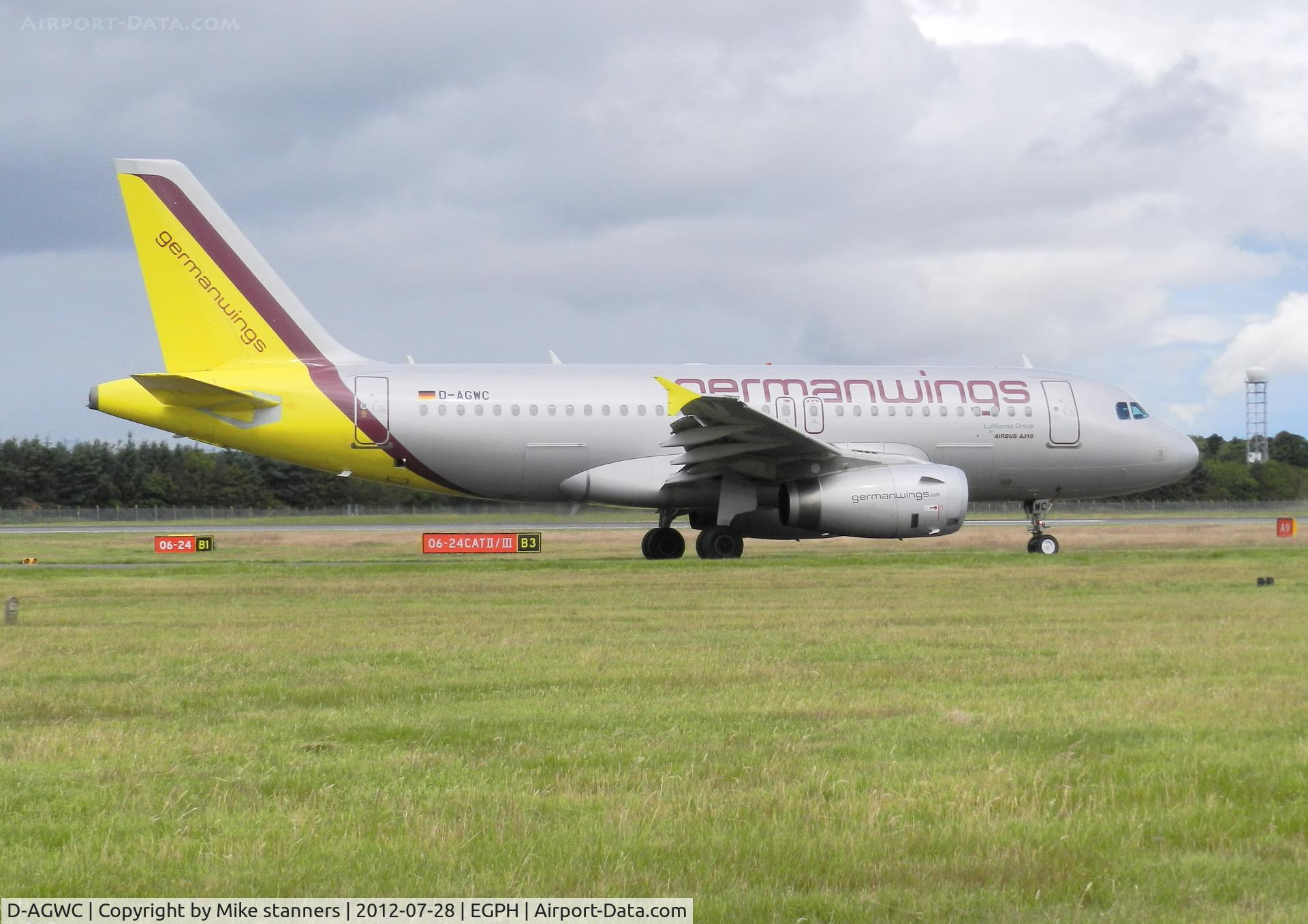 D-AGWC, 2006 Airbus A319-132 C/N 2976, “Germanwings 7AF” arrives at EDI From CGN