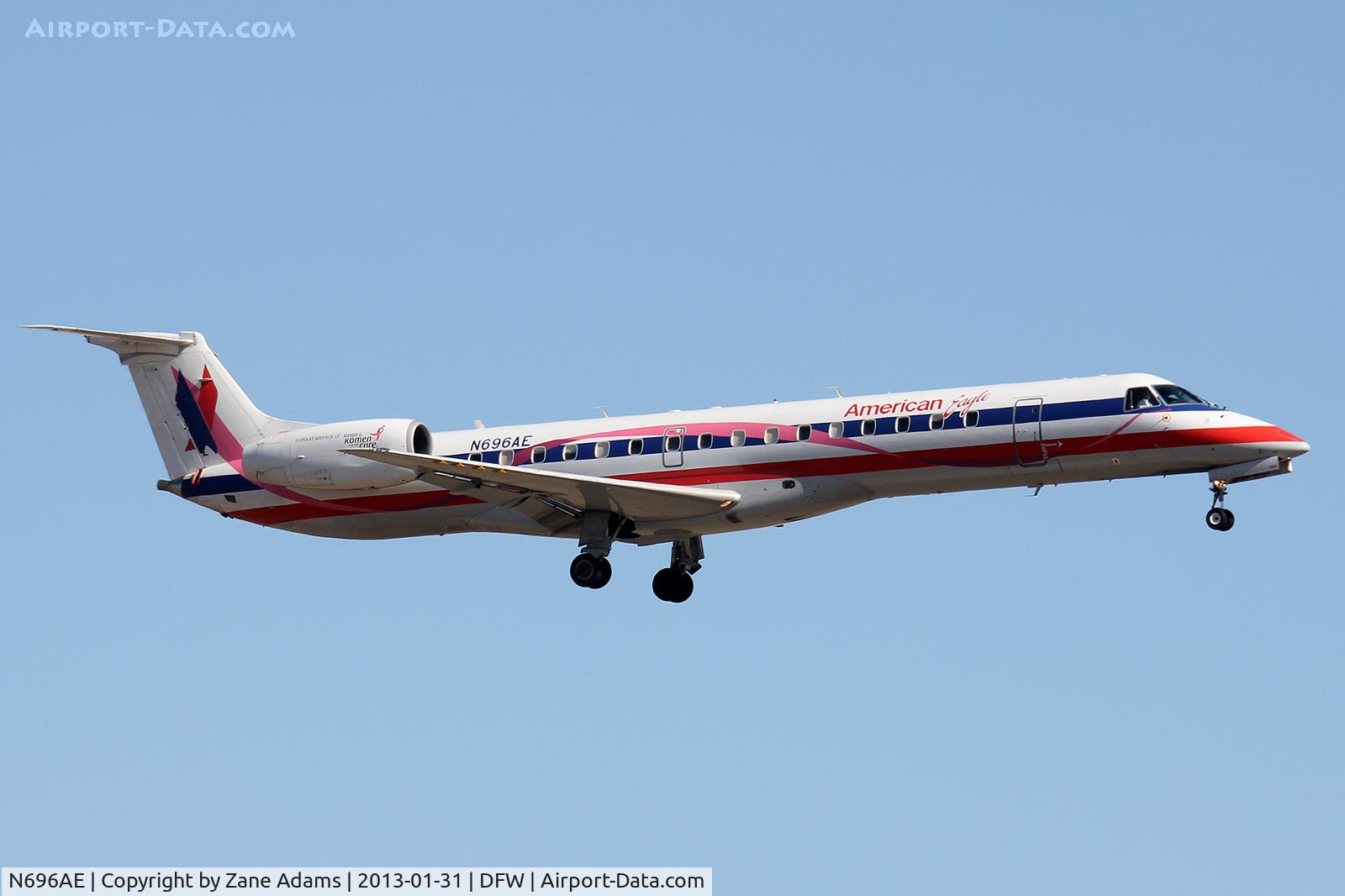 N696AE, 2004 Embraer ERJ-145LR (EMB-145LR) C/N 14500874, American Eagle at DFW Airport - Special Paint - Susan G. Komen Race for the Cure