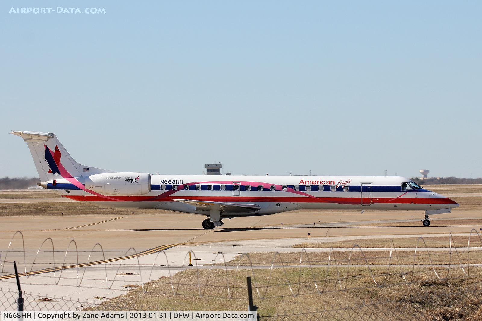 N668HH, 2004 Embraer ERJ-145LR (EMB-145LR) C/N 145785, American Eagle at DFW Airport - Special Paint - Susan G. Komen