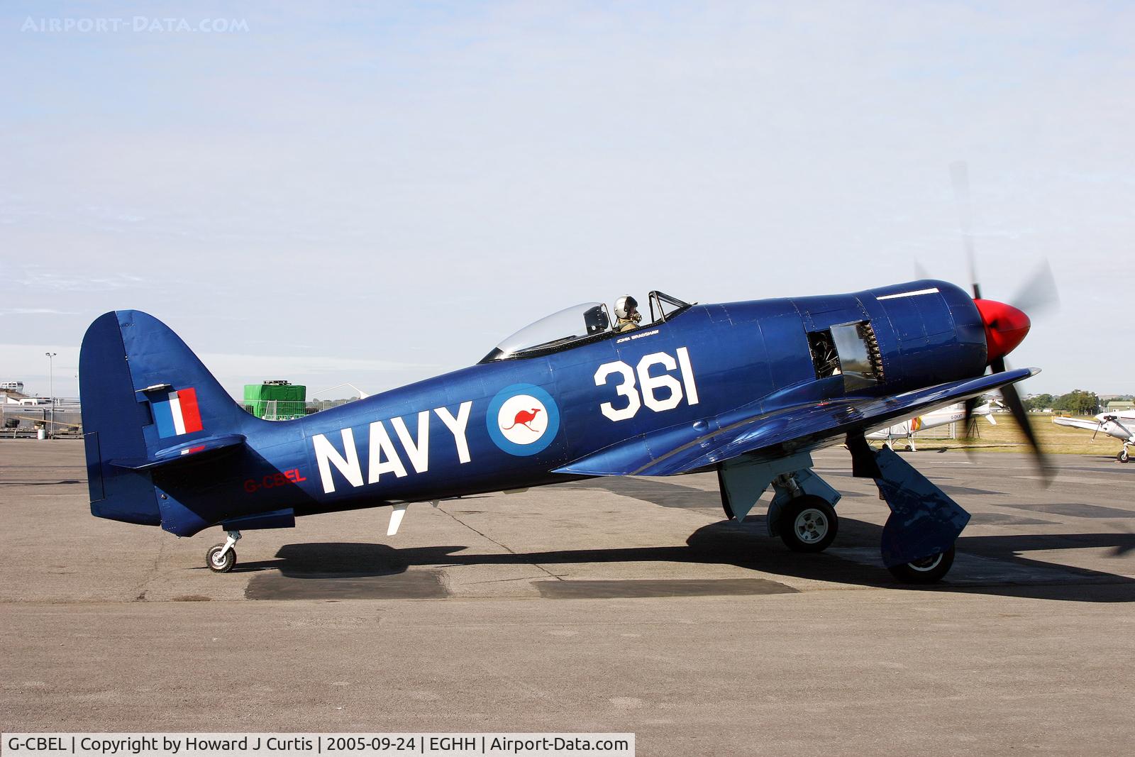 G-CBEL, 1953 Hawker Fury FB11 C/N 37539, Heading out for a test flight.