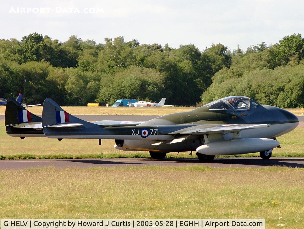 G-HELV, 1958 De Havilland (F+W Emmen) Vampire T.55 (DH-115) C/N 975, Painted in false marks as 'XJ771'.