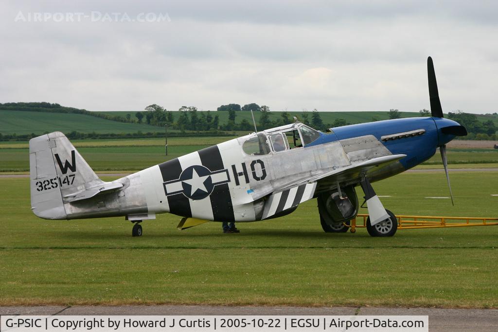 G-PSIC, 1943 North American P-51C Mustang C/N 103-26778, Painted as 325147/HO-W 'Princess Elizabeth'. A short sojourn in the UK before returning to the USA.