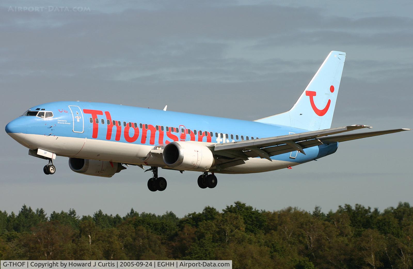 G-THOF, 1995 Boeing 737-3Q8 C/N 26314, Thomsonfly, on finals.