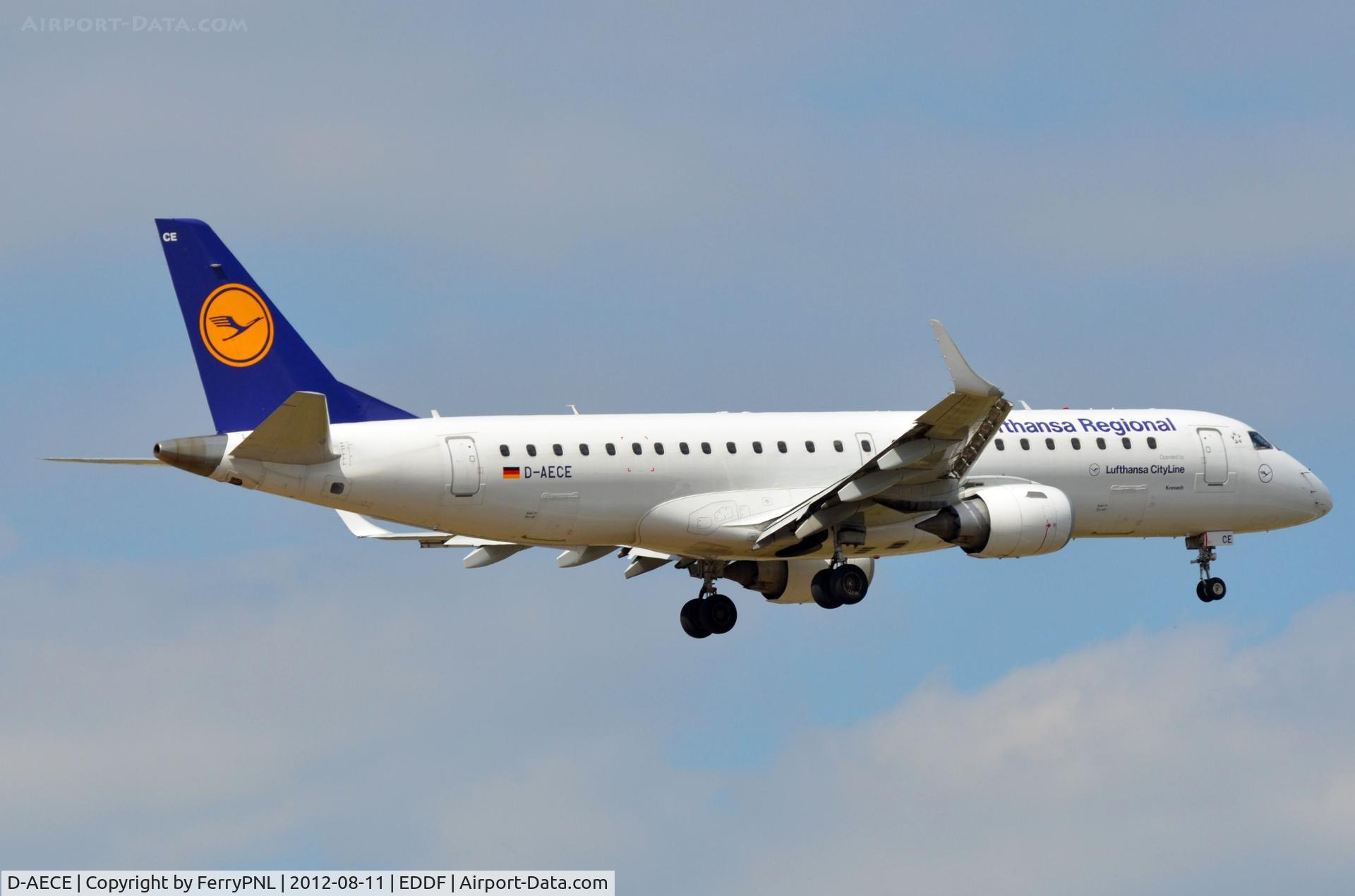 D-AECE, 2010 Embraer 190LR (ERJ-190-100LR) C/N 19000341, ERJ190 arriving in FRA
