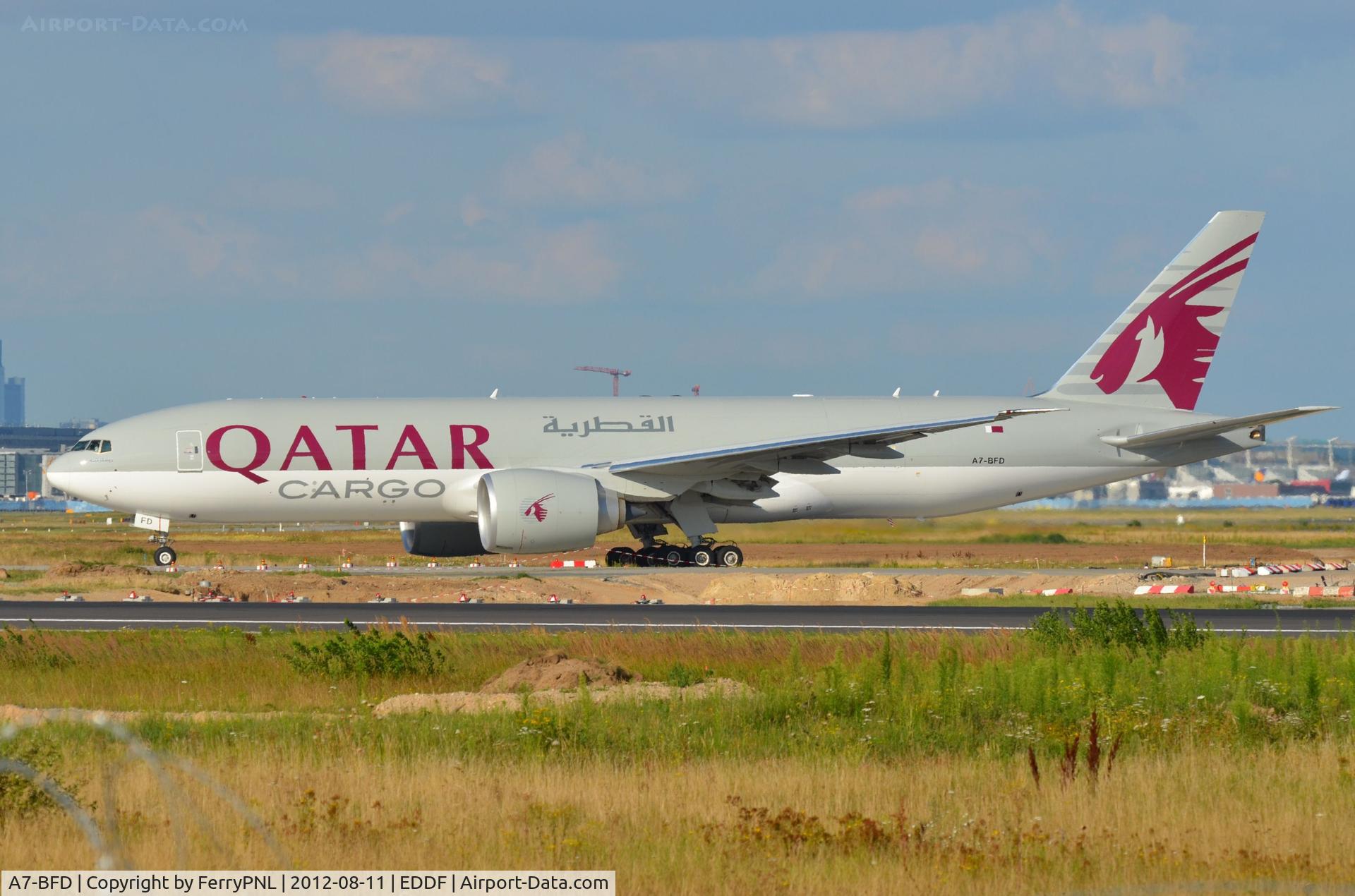 A7-BFD, 2012 Boeing 777-FDZ C/N 41427, New Qatar B772 Freighter taxying for take-off