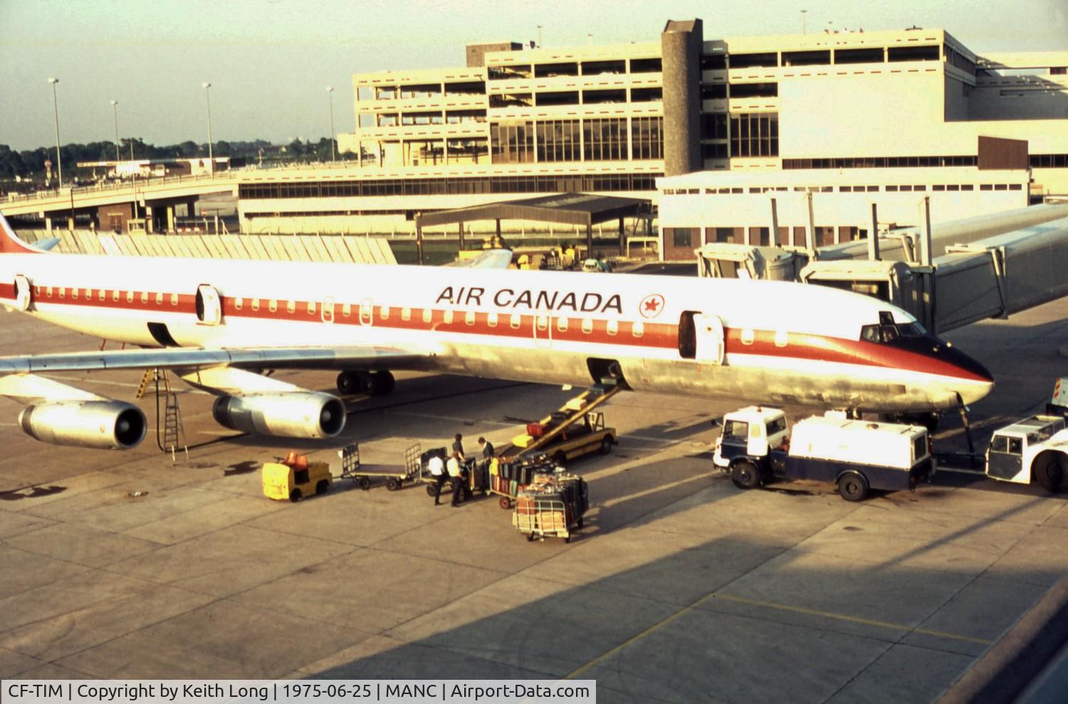 CF-TIM, 1969 Douglas DC-8-63 C/N 46035, Air Canada Douglas DC8 CF-TIM is loaded at Manchester Ringway Airport.