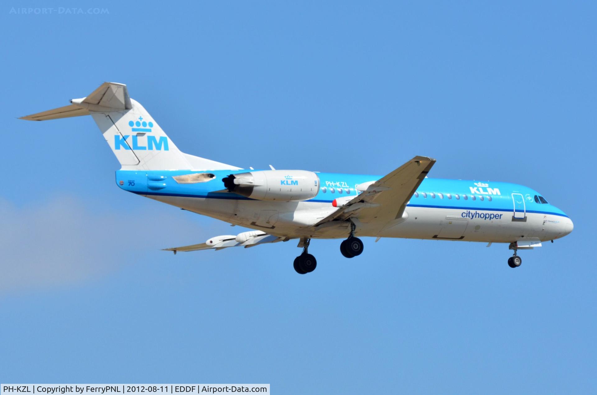 PH-KZL, 1995 Fokker 70 (F-28-0070) C/N 11536, KLM Cityhopper Fk70 landing in FRA