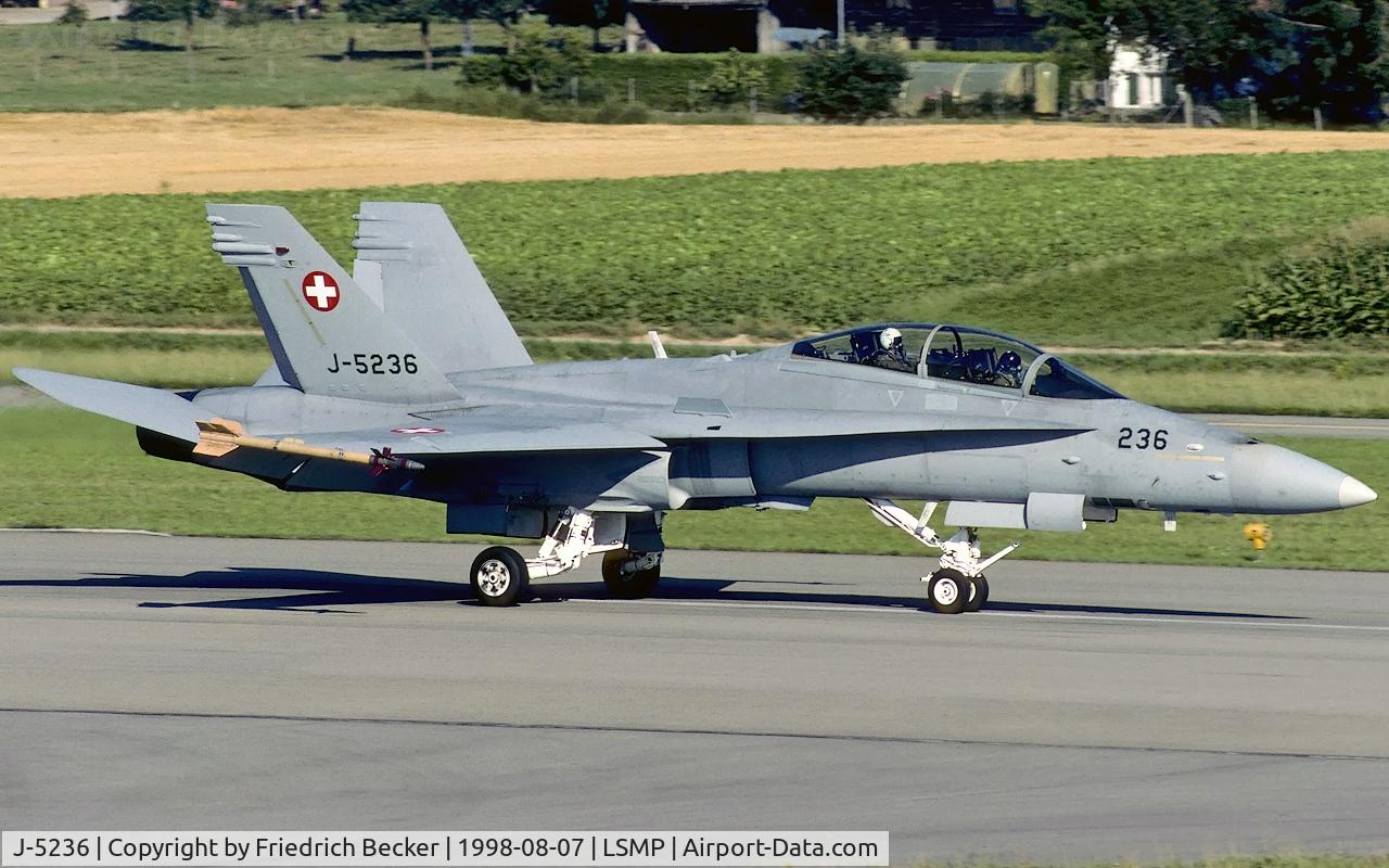 J-5236, 1997 McDonnell Douglas F/A-18D Hornet C/N 1332/SFD006, departure from Payerne AB