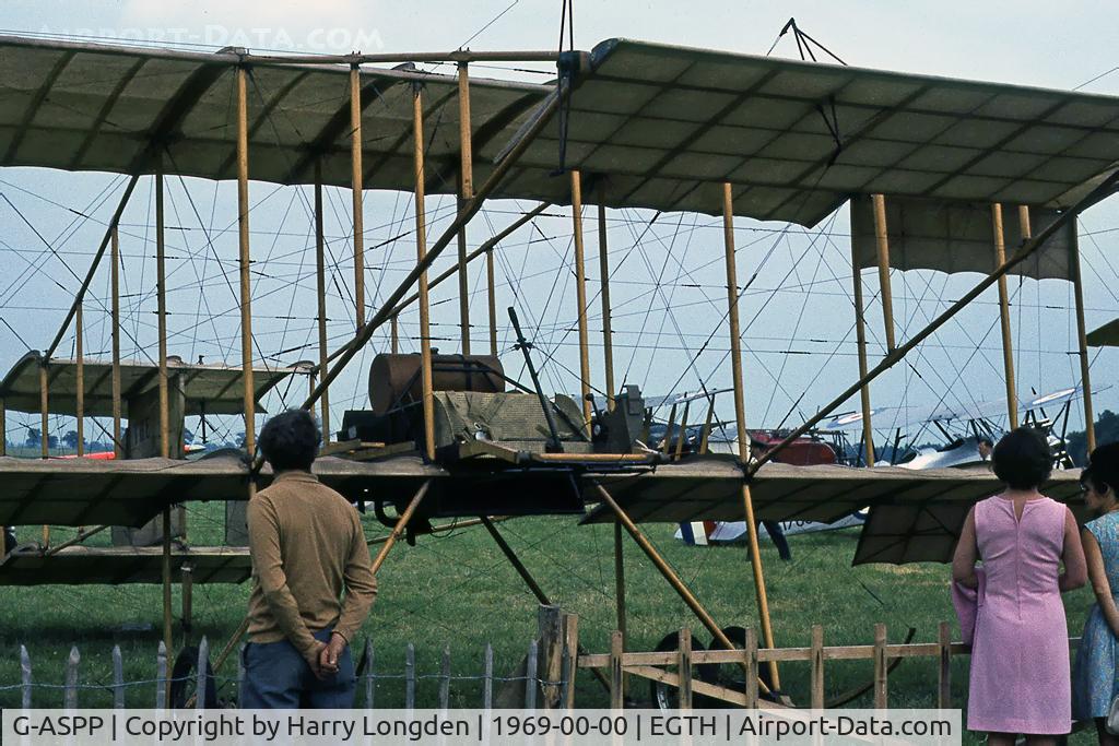 G-ASPP, 1964 Bristol Boxkite Replica C/N BM.7279, Bristol Boxkite (replica) at Old Warden in 1969.