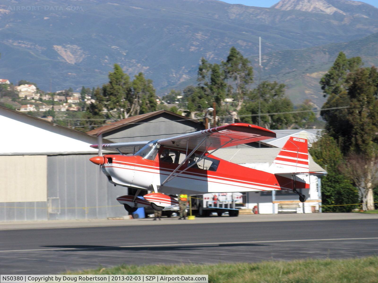 N50380, 1979 Bellanca 7ECA Citabria Citabria C/N 1291-79, 1979 Bellanca 7ECA CITABRIA, Lycoming O-235 115 Hp, takeoff climb Rwy 22