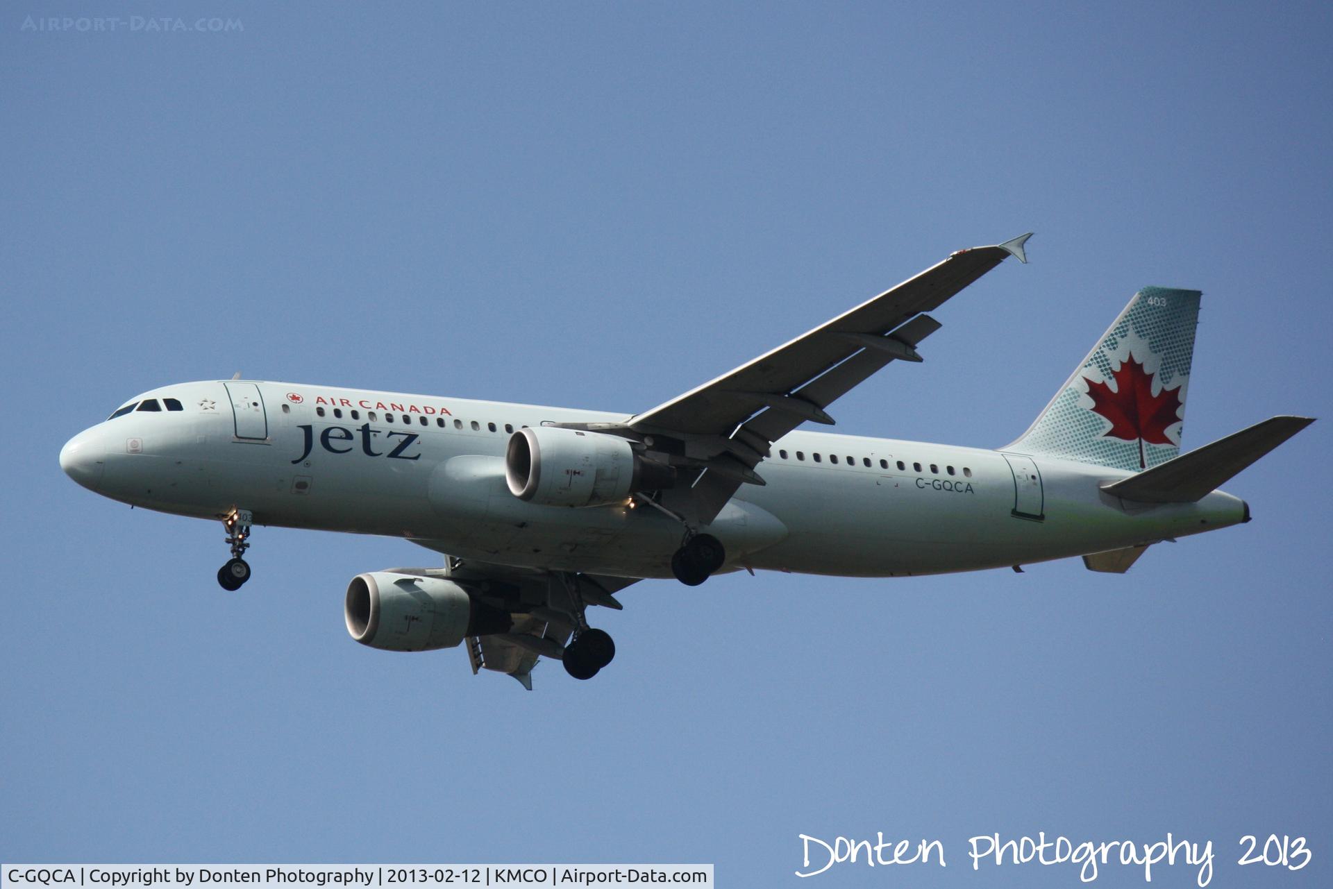 C-GQCA, 1991 Airbus A320-211 C/N 210, Air Canada Flight 944 (C-GQCA) on appoach to Runway 18 at Orlando International Airport following a flight from Montreal-Trudeau International Airport