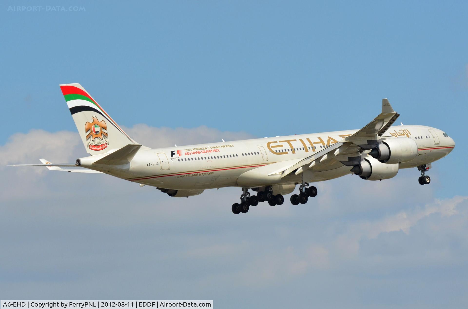 A6-EHD, 2006 Airbus A340-541 C/N 783, Etihad A345 landing