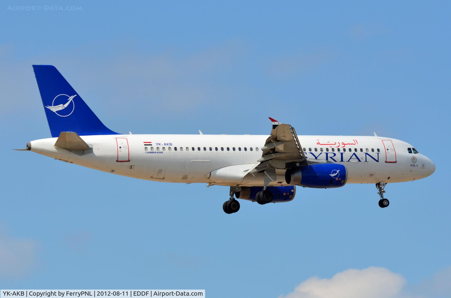 YK-AKB, 1998 Airbus A320-232 C/N 918, Syrian A320 arriving from Damascus