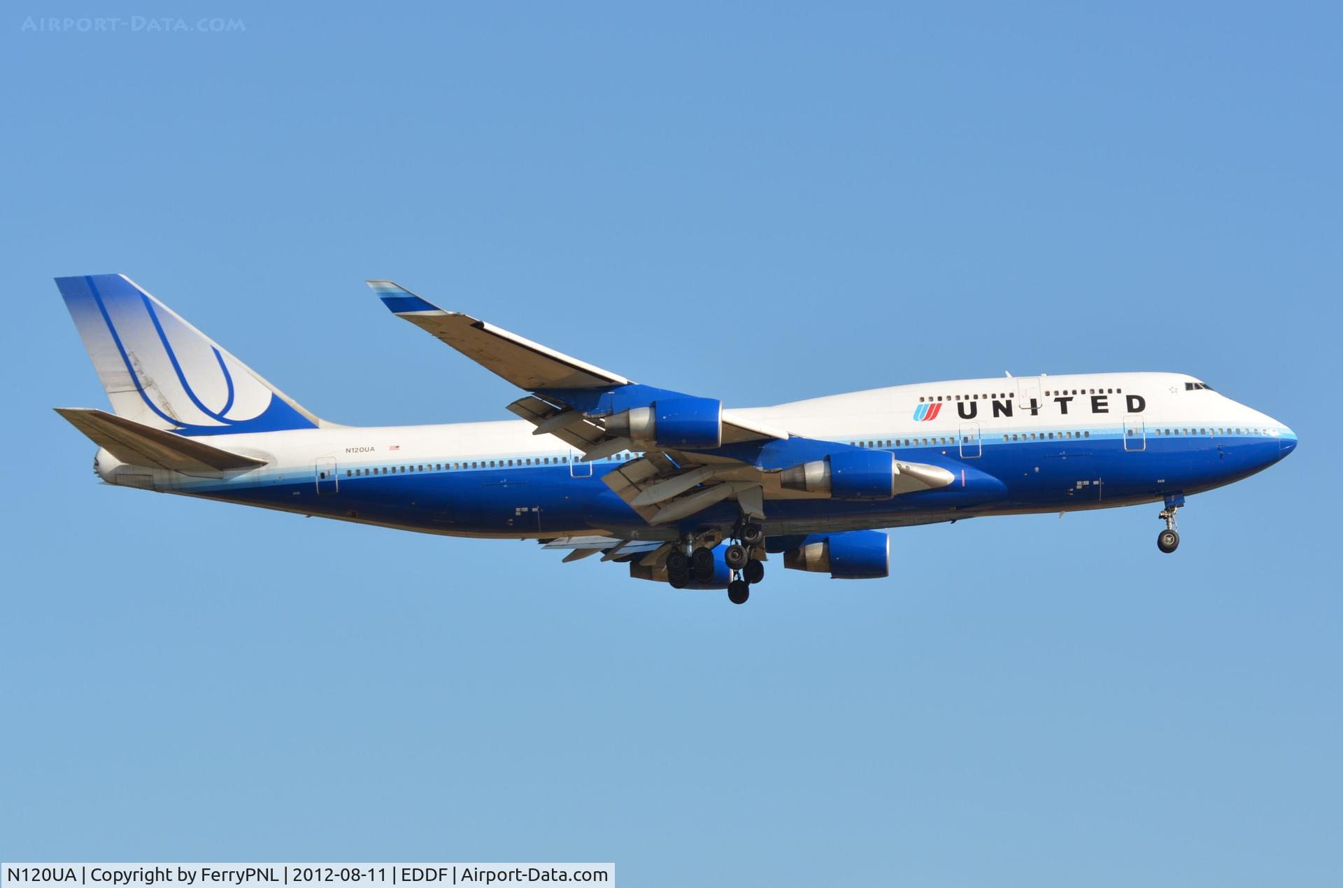N120UA, 1999 Boeing 747-422 C/N 29166, United B744 landing this morning