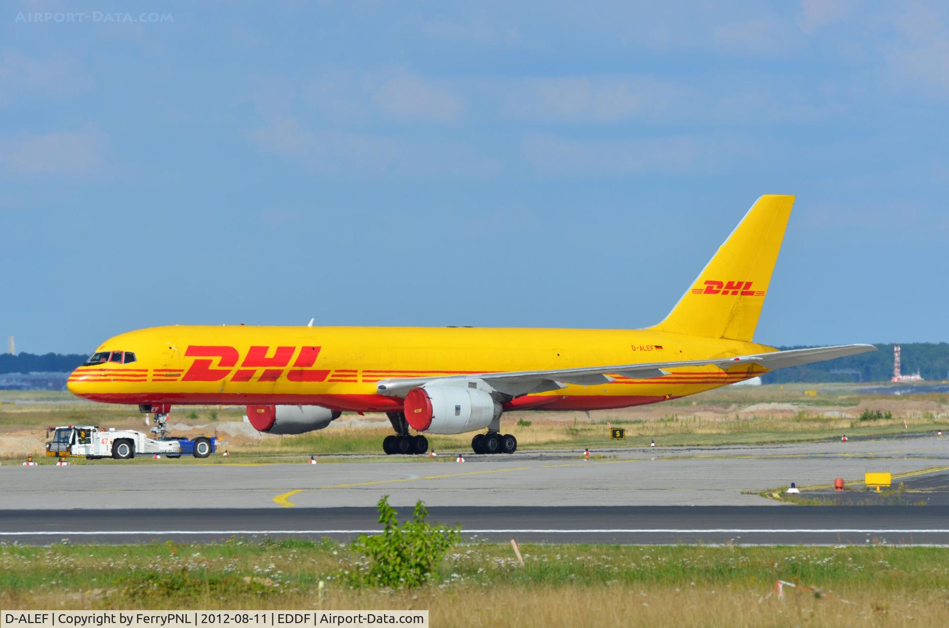 D-ALEF, 1985 Boeing 757-236/SF C/N 22189, DHL B752 being towed to cargo terminal