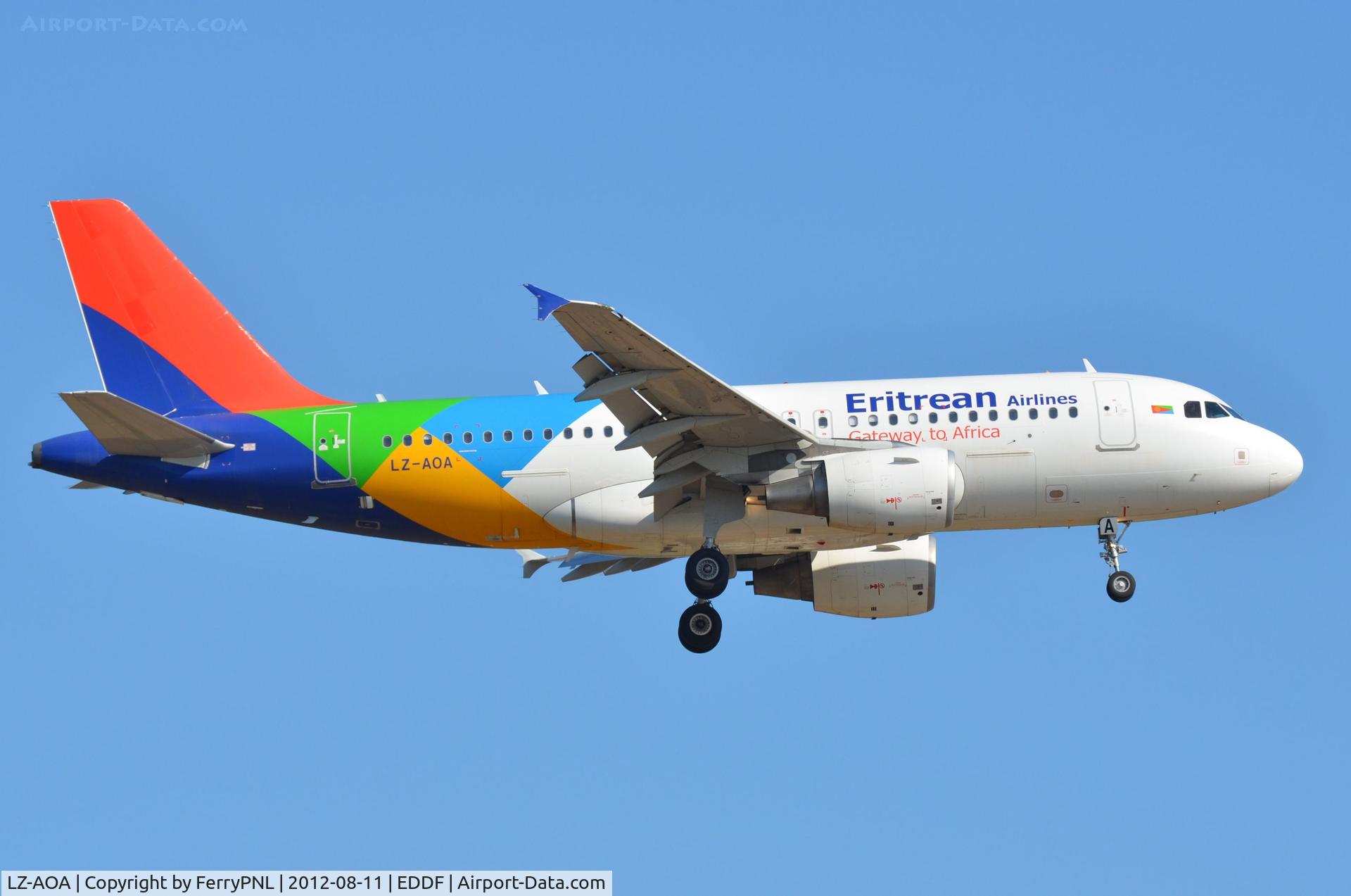 LZ-AOA, 2007 Airbus A319-112 C/N 3139, Eritrean A319 landing in FRA