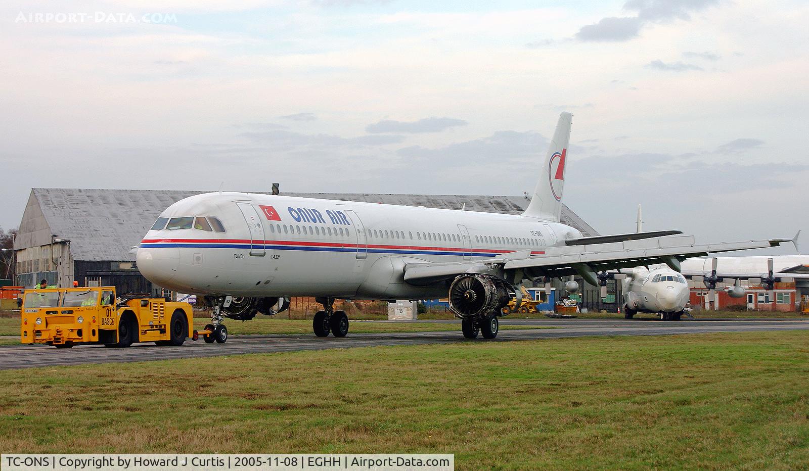 TC-ONS, 1993 Airbus A321-131 C/N 364, Onur Air, about to head into the spray shop.