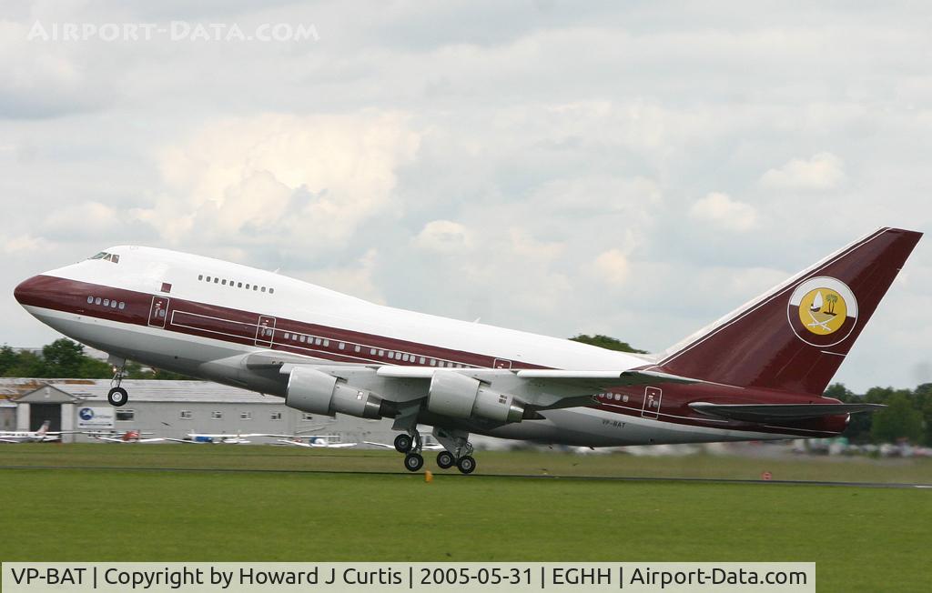 VP-BAT, 1979 Boeing 747SP-21 C/N 21648, Our resident 747SP, on take-off.