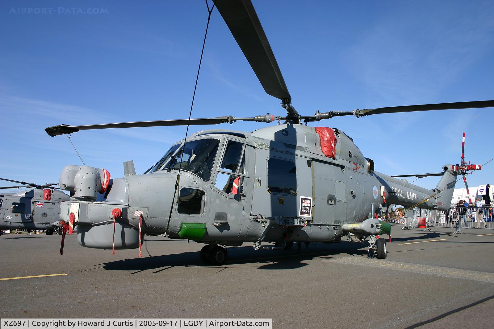 XZ697, 1980 Westland Lynx HMA.8 C/N 145, Unmarked. Royal Navy. At the air day.