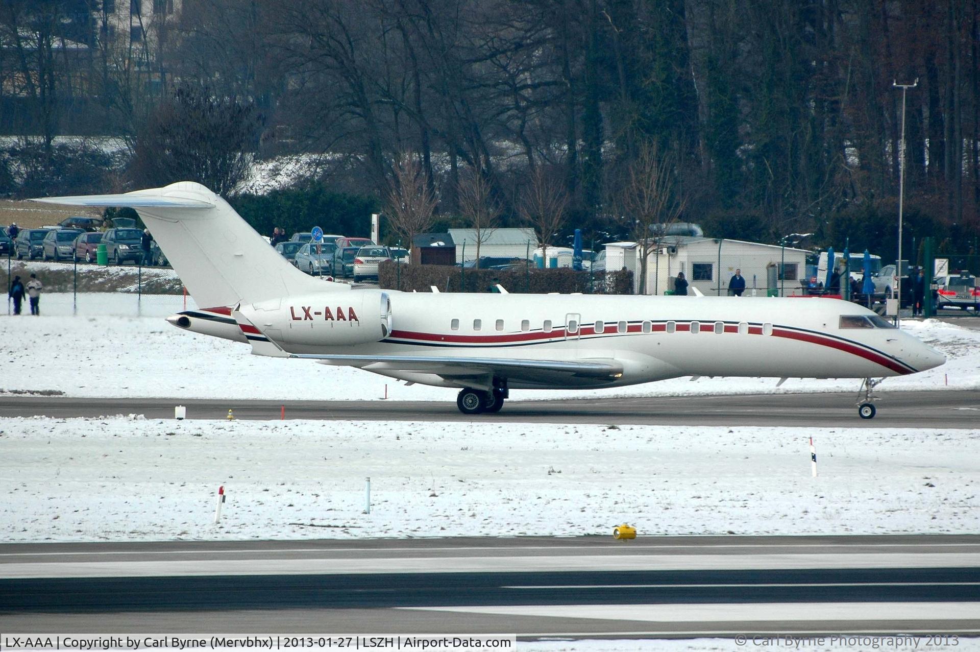 LX-AAA, 2004 Bombardier BD-700-1A10 Global Express C/N 9133, A visitor for the WEF taken from the Spectator Terrace.