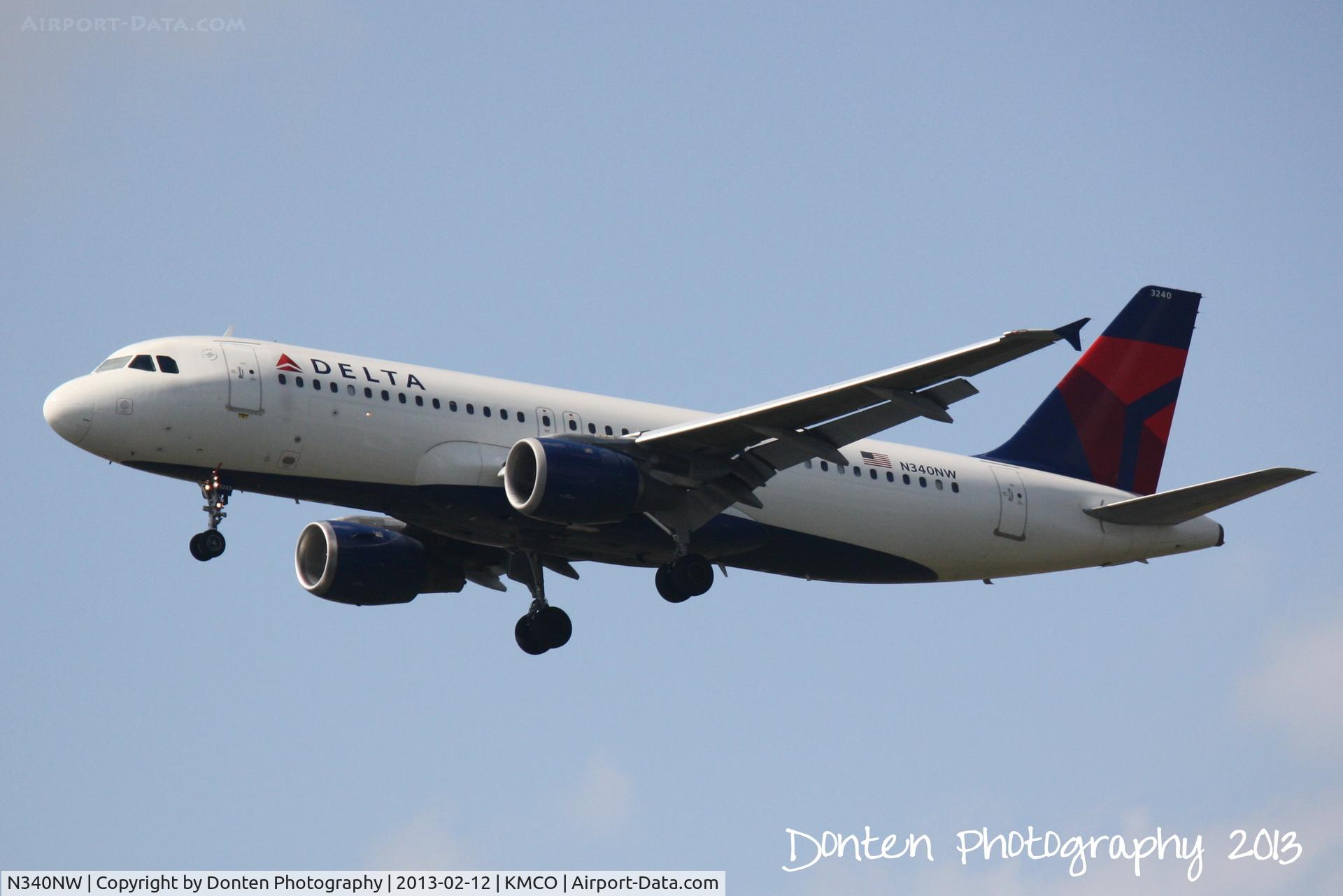 N340NW, 1992 Airbus A320-212 C/N 372, Delta Flight 1303 (N340NW) arrives at Orlando International Airport following a flight from North Kentucky International Airport