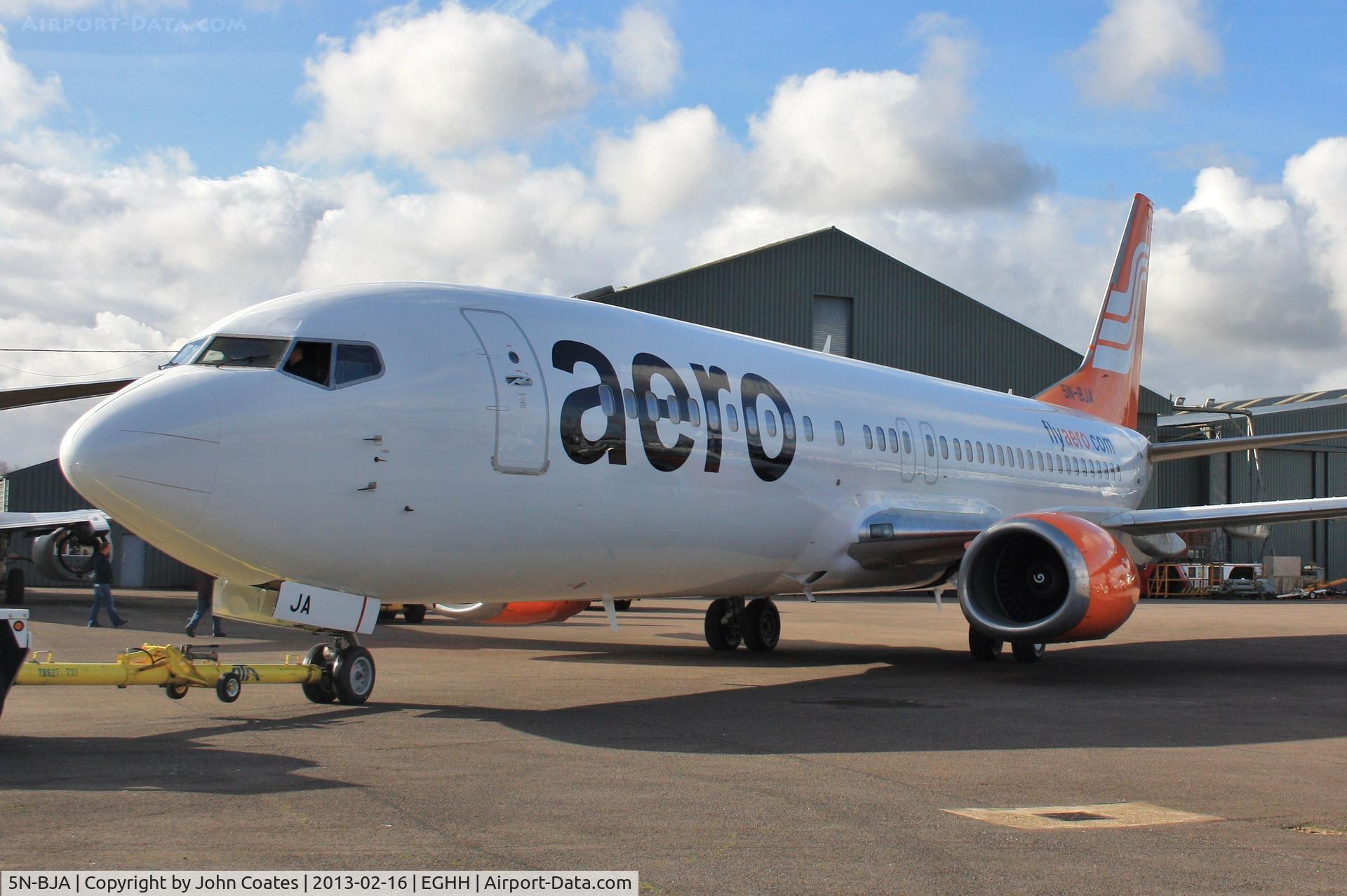 5N-BJA, 1990 Boeing 737-4B7 C/N 24873, Exiting paintshop after respray