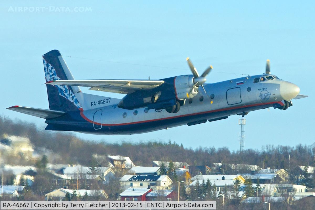 RA-46667, 1974 Antonov An-24RV C/N 47309508, Antonov An-24RV, c/n: 47309508 departing Tromso for Murmansk