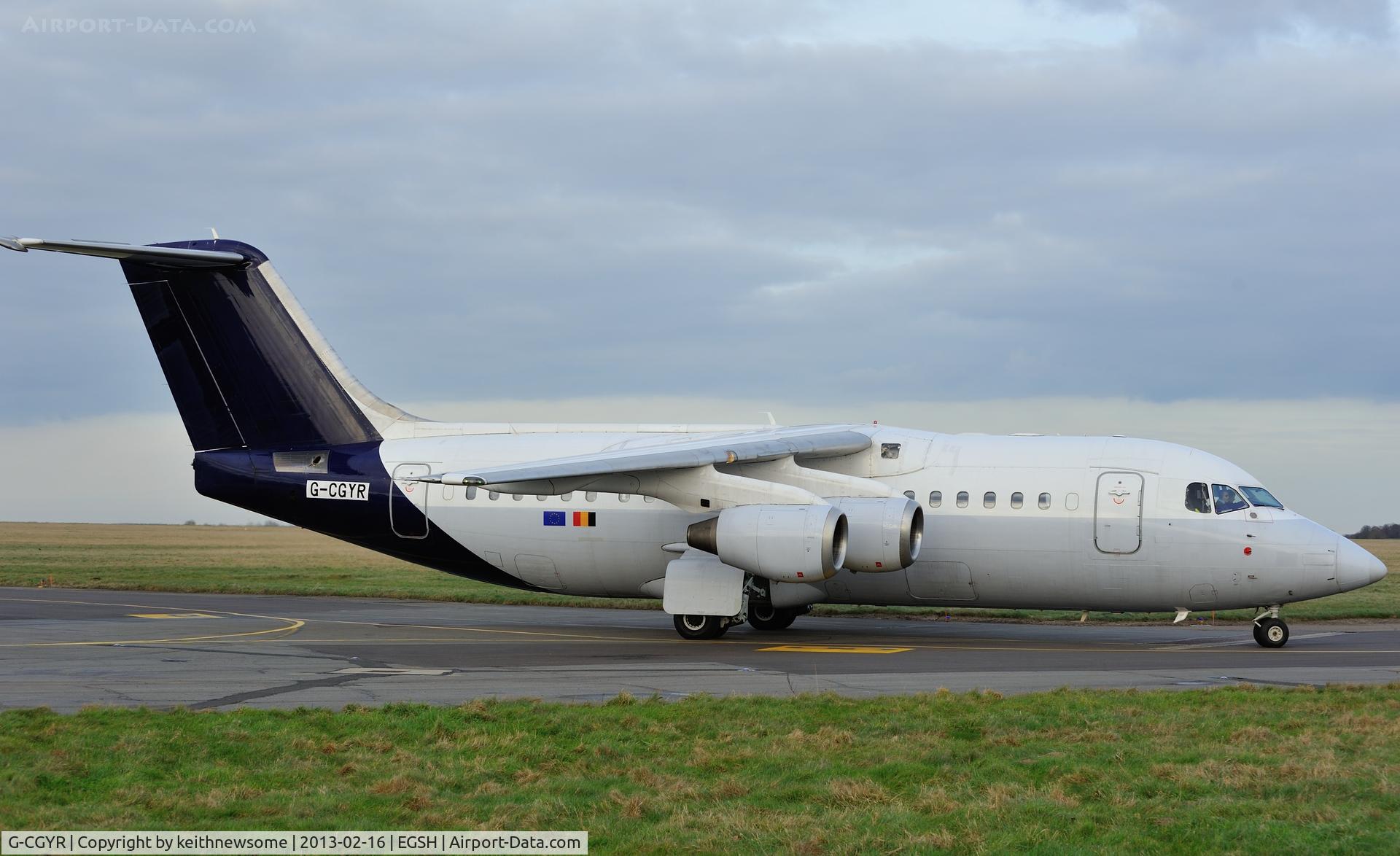 G-CGYR, 1995 British Aerospace Avro 146-RJ85 C/N E.2273, Arriving for a makeover !