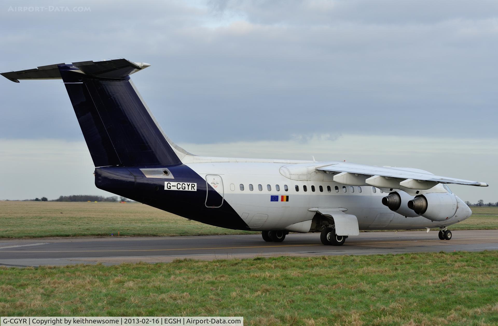 G-CGYR, 1995 British Aerospace Avro 146-RJ85 C/N E.2273, Arriving for a makeover !