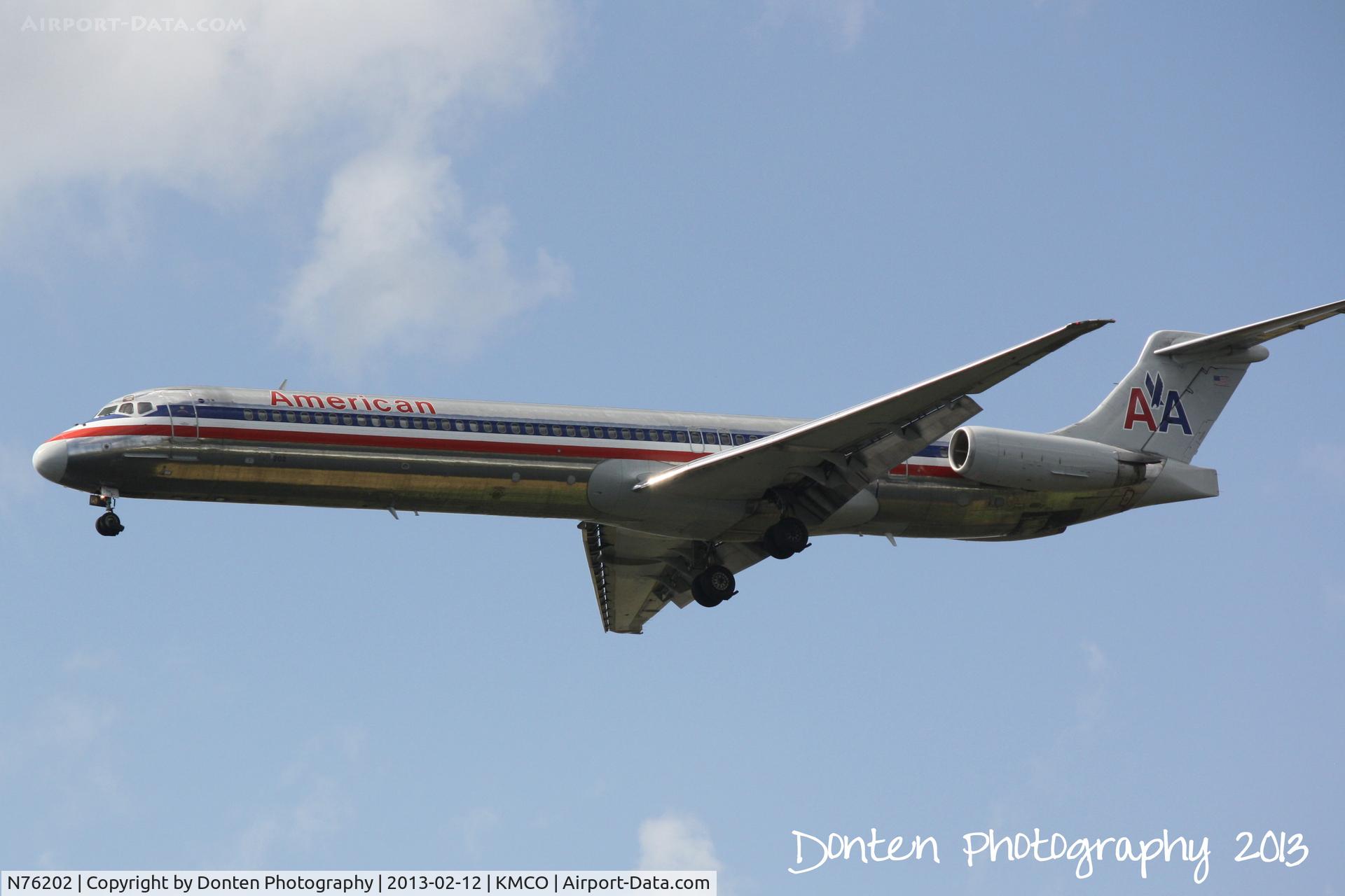 N76202, 1992 McDonnell Douglas MD-83 (DC-9-83) C/N 53292, American Airlines Flight 1872 (N76202) arrives at Orlando International Airport following a flight from Chicago-O'Hare International Airport