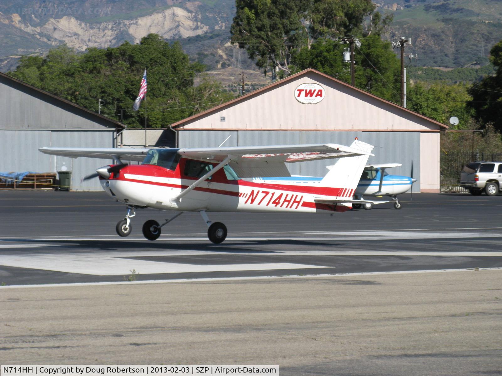 N714HH, 1977 Cessna 150M C/N 15079185, 1977 Cessna 150M, Continental O-200 100 Hp, landing Rwy 22